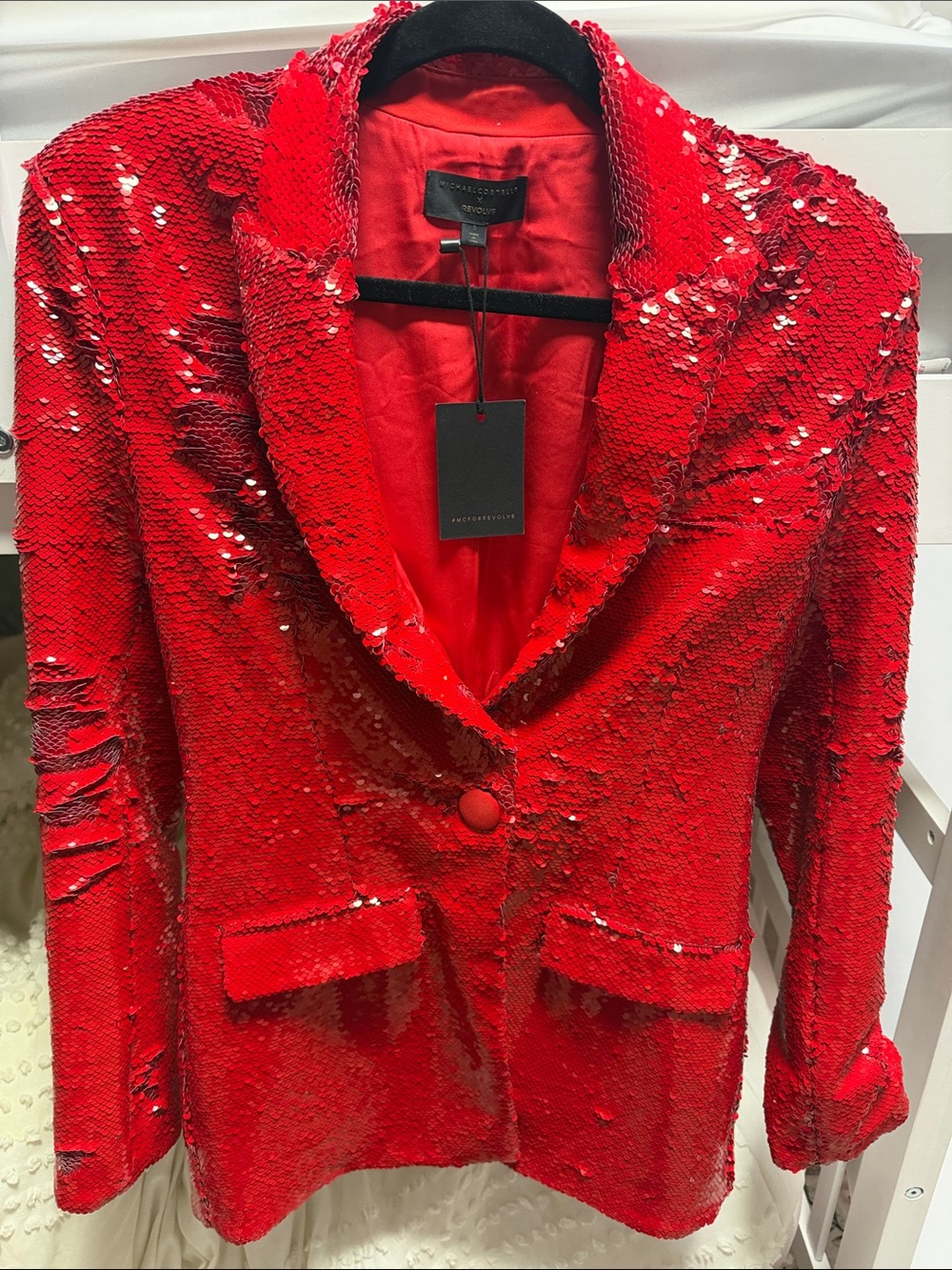 Red Sequin Blazer Jacket - Statement Evening Blazer